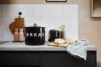 Bread on kitchen worktop