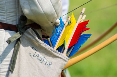 Close-up of multi colored arrows