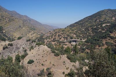 Scenic view of mountains against clear sky