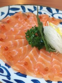 High angle view of fish on plate