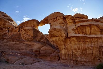 Low angle view of rock formations