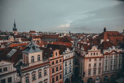 High angle view of buildings in city