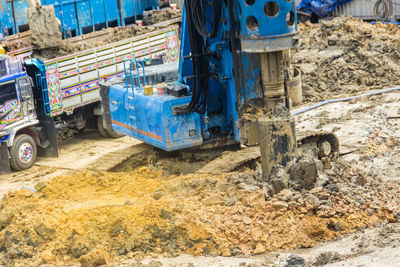 Low section of man working at construction site