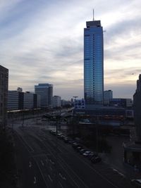 High angle view of road against built structures