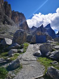 Scenic view of rocky mountains against sky