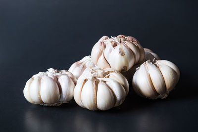 Close-up of garlic against black background