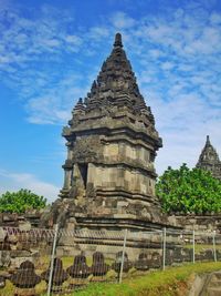 View of temple building against cloudy sky