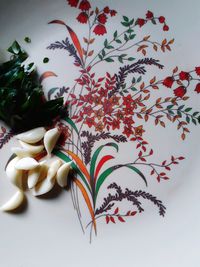 High angle view of multi colored candies on table