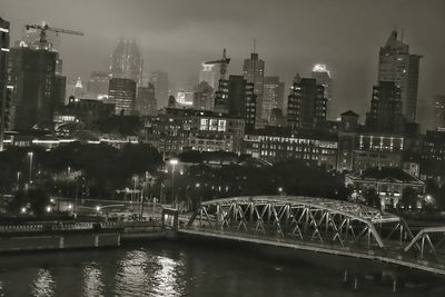 Illuminated city at night