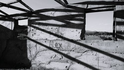 Close-up of built structure against sky