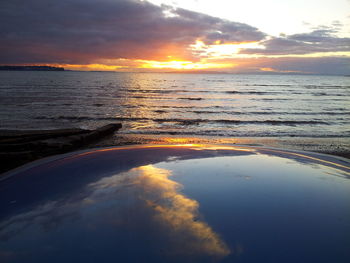 Scenic view of sea at sunset