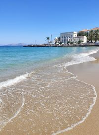 View of beach against clear sky 