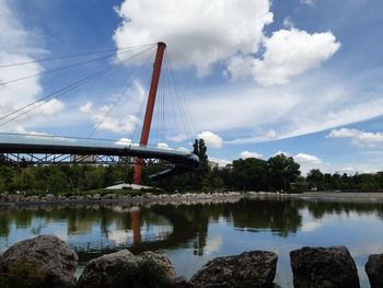 Bridge over river against sky