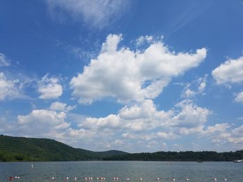 Scenic view of sea against cloudy sky