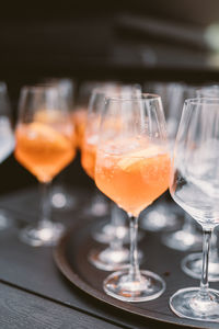 Close-up of beer in glass on table