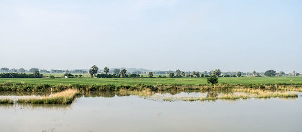 Scenic view of lake against sky