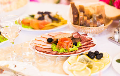 High angle view of food on table