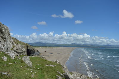 Scenic view of beach against sky