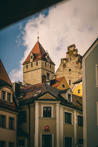 Low angle view of old building against sky
