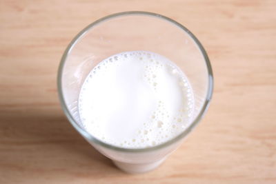 High angle view of drink on table