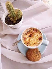 High angle view of coffee on table