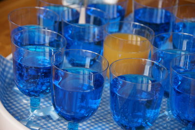 Close-up of glasses on table