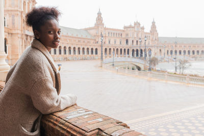 Woman looking at city