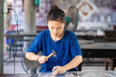 Young woman looking at camera