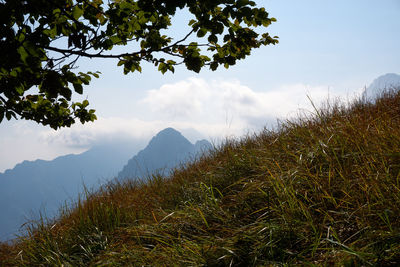 Scenic view of mountains against sky