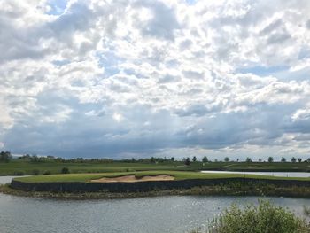 Scenic view of lake against sky