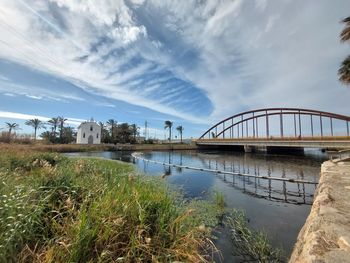 Bridge over river against sky