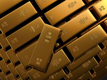 High angle view of gold