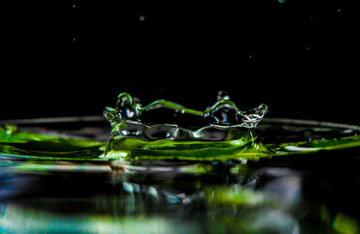 Close-up of water splashing against black background