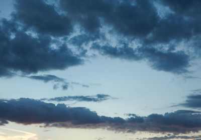 Low angle view of cloudy sky during sunset