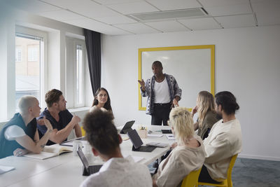 Diverse team having business meeting in conference room