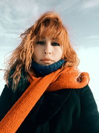 Portrait of young woman in winter