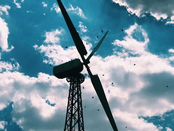 Low angle view of pole against sky