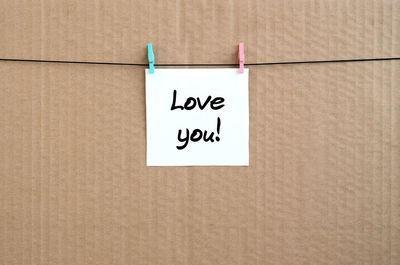Love you text on paper