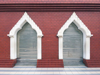 Closed door of building