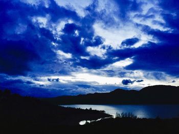 Scenic view of lake against sky at sunset