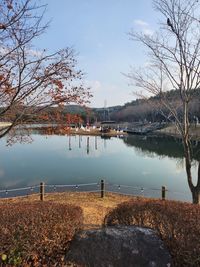 Scenic view of lake against sky