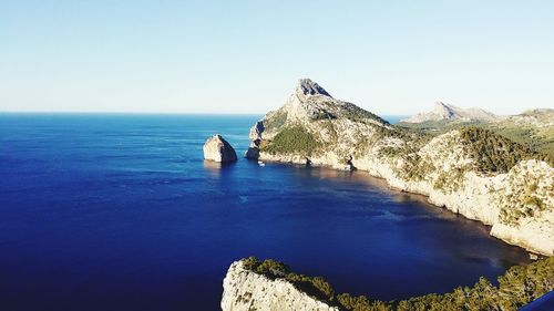 Scenic view of sea against clear sky