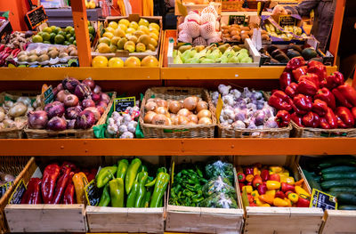 Various fruits for sale at market stall