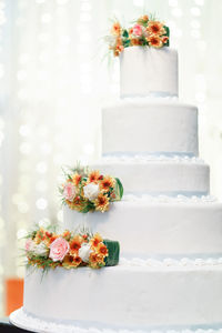 Close-up of flowers on cake
