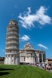 Italy, pisa, july 26, 2023. the tower of pisa is the bell tower of the cathedral of our lady .