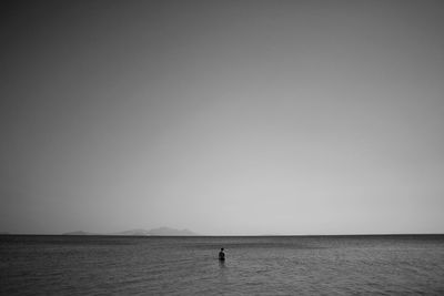 View of lake against clear sky