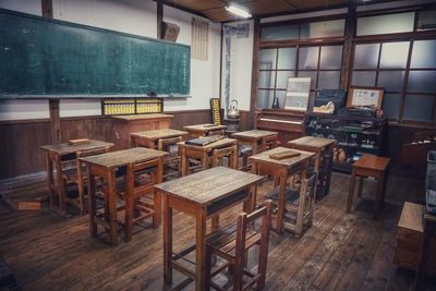 Empty chairs and table