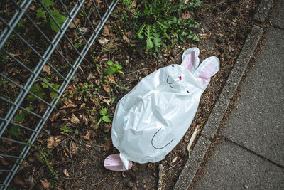 High angle view of flat balloon on street