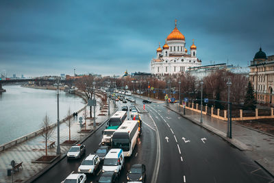 View of traffic on road in city