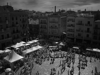 High angle view of people at festival